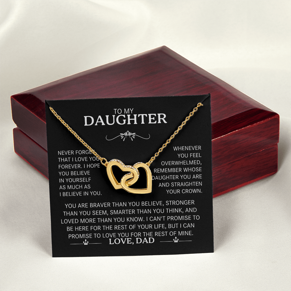 Gift For Daughter - Never Forget That I Love You - Interlocking Heart Necklace - The Shoppers Outlet