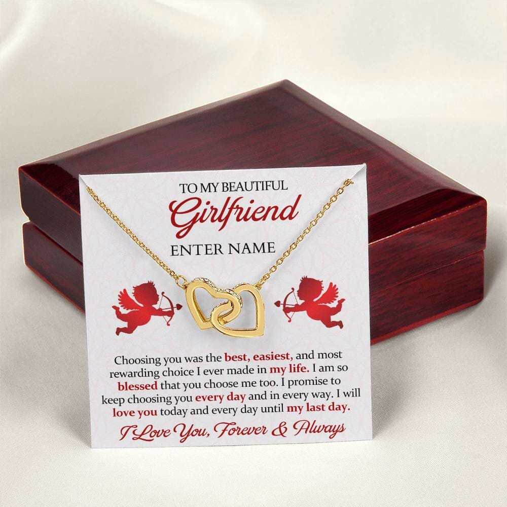 Gift For Girlfriend - I Will Love You Today and Every Day - Interlocking Hearts Necklaces - The Shoppers Outlet
