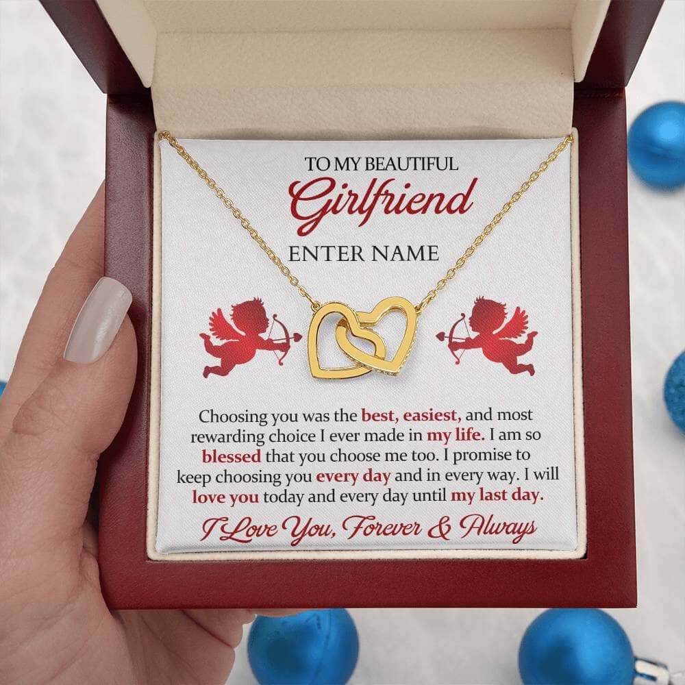 Gift For Girlfriend - I Will Love You Today and Every Day - Interlocking Hearts Necklaces - The Shoppers Outlet