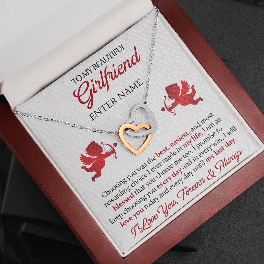 Gift For Girlfriend - I Will Love You Today and Every Day - Interlocking Hearts Necklaces - The Shoppers Outlet
