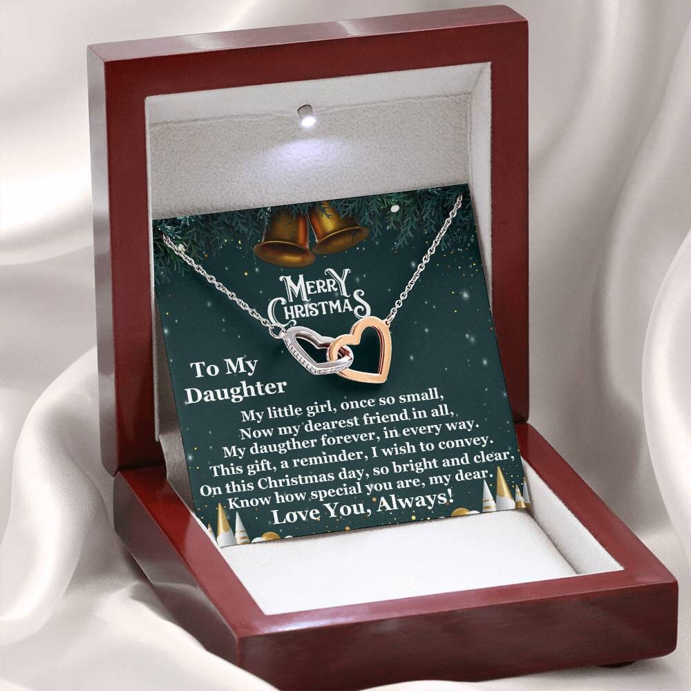 Daughter - Merry Christmas - My Little Girl - Interlocking Hearts Necklaces - The Shoppers Outlet