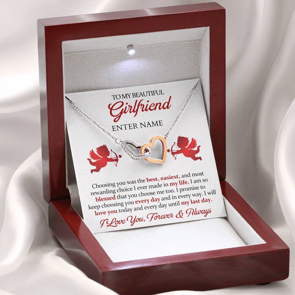 Gift For Girlfriend - I Will Love You Today and Every Day - Interlocking Hearts Necklaces - The Shoppers Outlet
