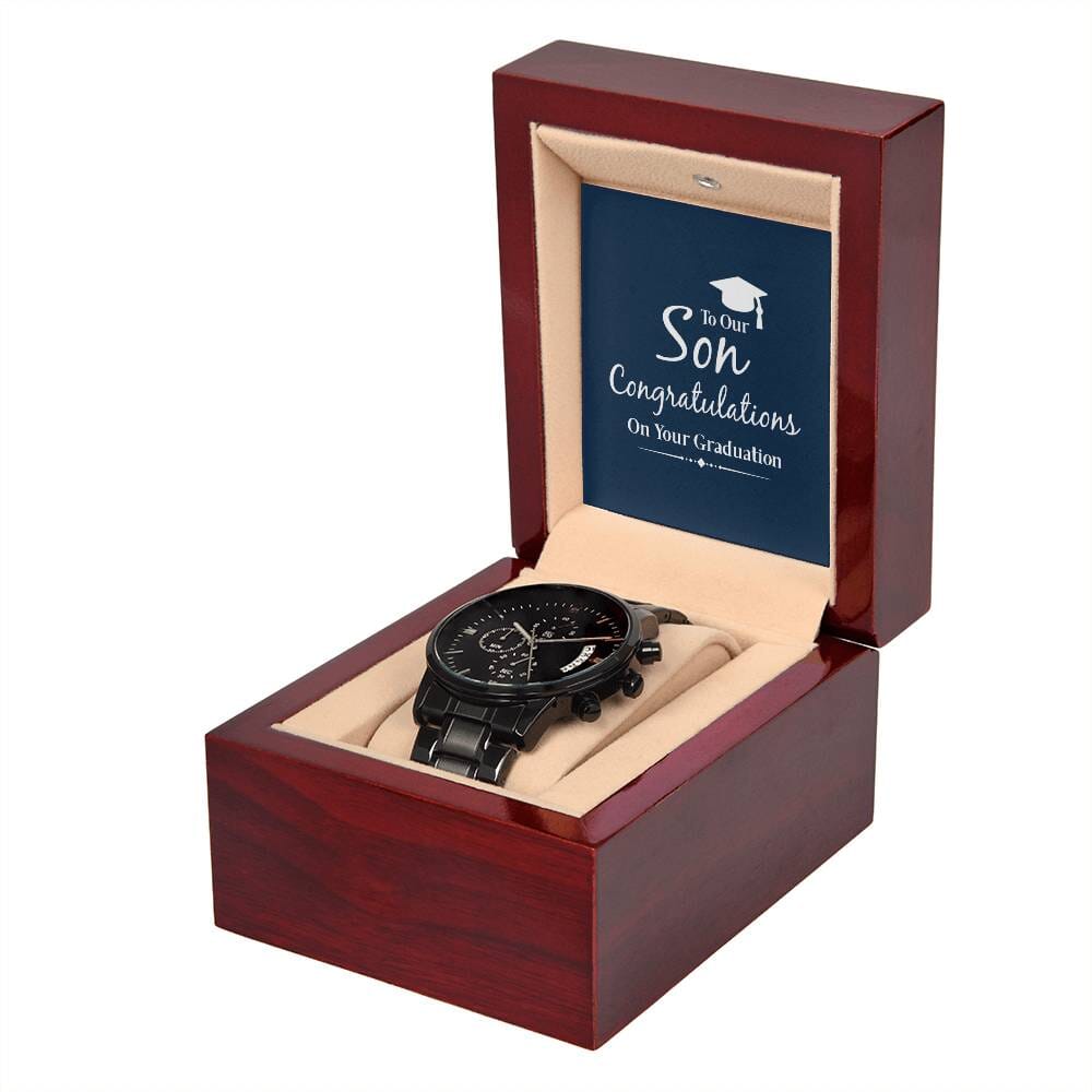 Gift For Son - Congratulations On Your Graduation - Black Chronograph Watch - The Shoppers Outlet