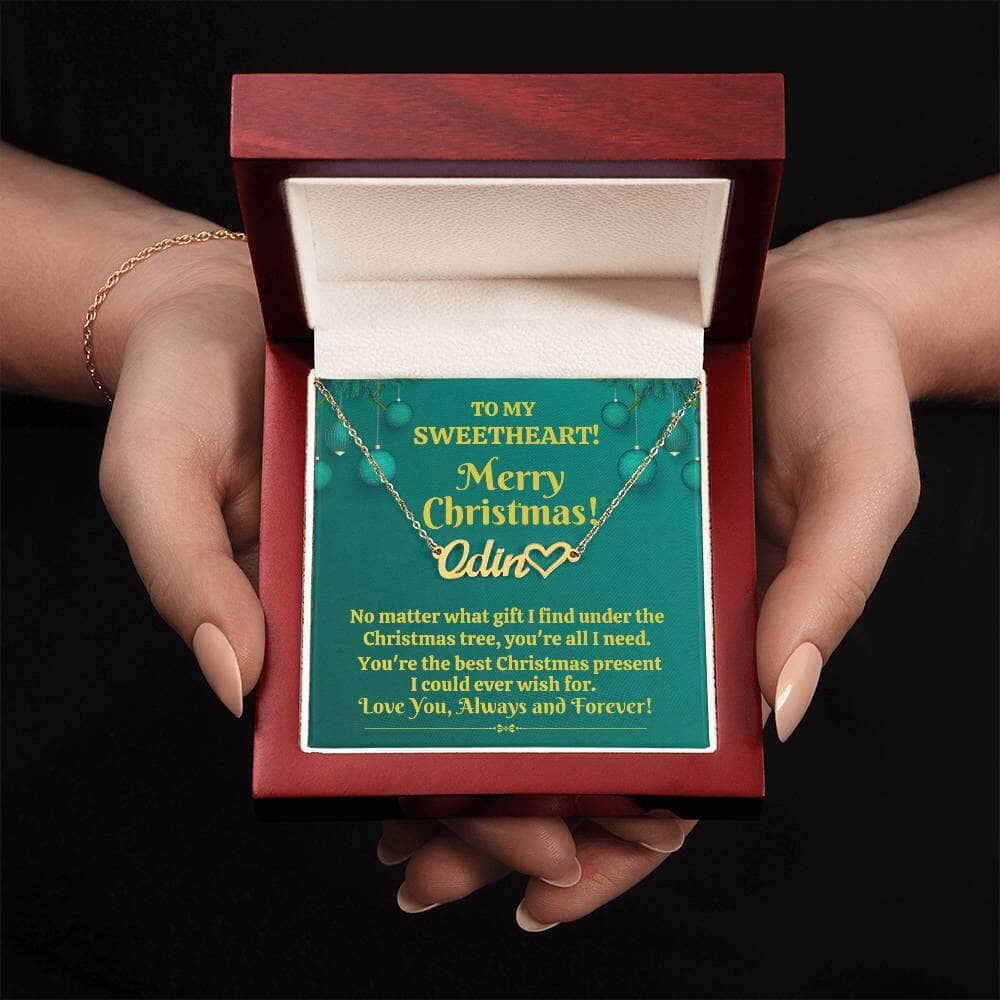 Gift For Sweetheart - The Best Christmas Present - Merry Christmas - Personalized Heart Name Necklaces - The Shoppers Outlet