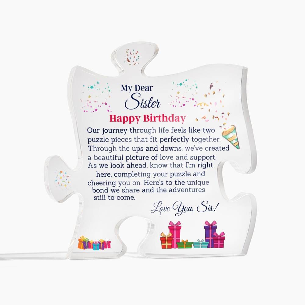 Gift For Sister - Our Journey Through Life - Happy Birthday - Puzzle Acrylic Plaque - The Shoppers Outlet