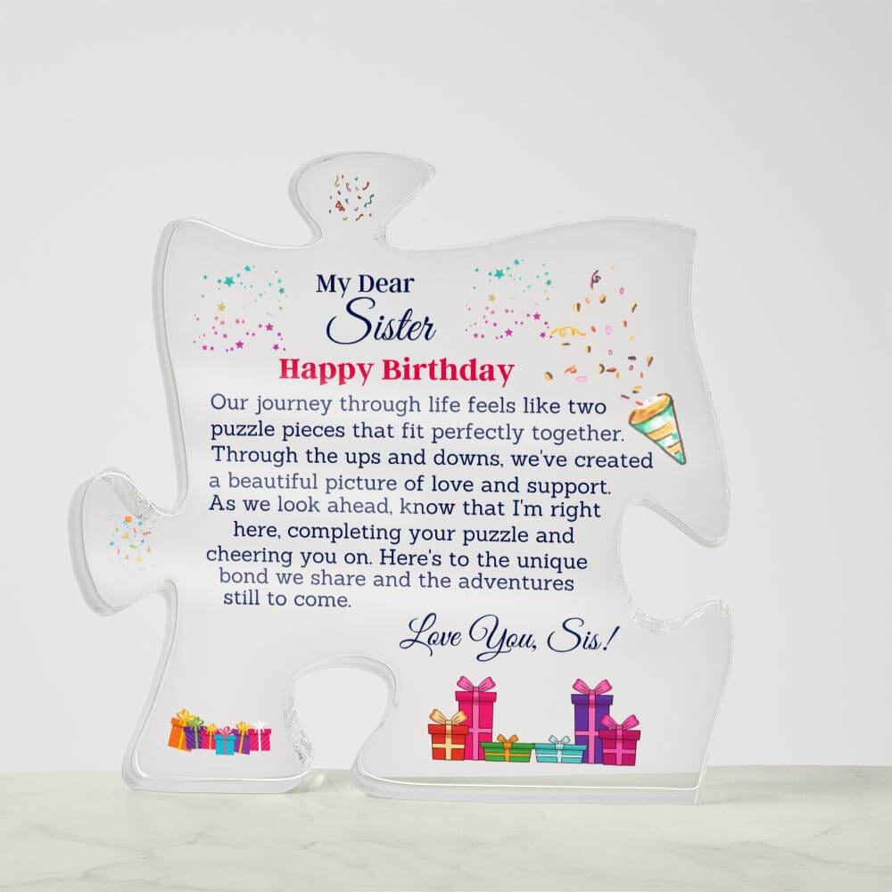 Gift For Sister - Our Journey Through Life - Happy Birthday - Puzzle Acrylic Plaque - The Shoppers Outlet