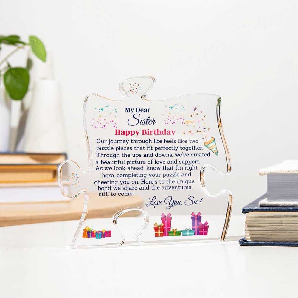 Gift For Sister - Our Journey Through Life - Happy Birthday - Puzzle Acrylic Plaque - The Shoppers Outlet