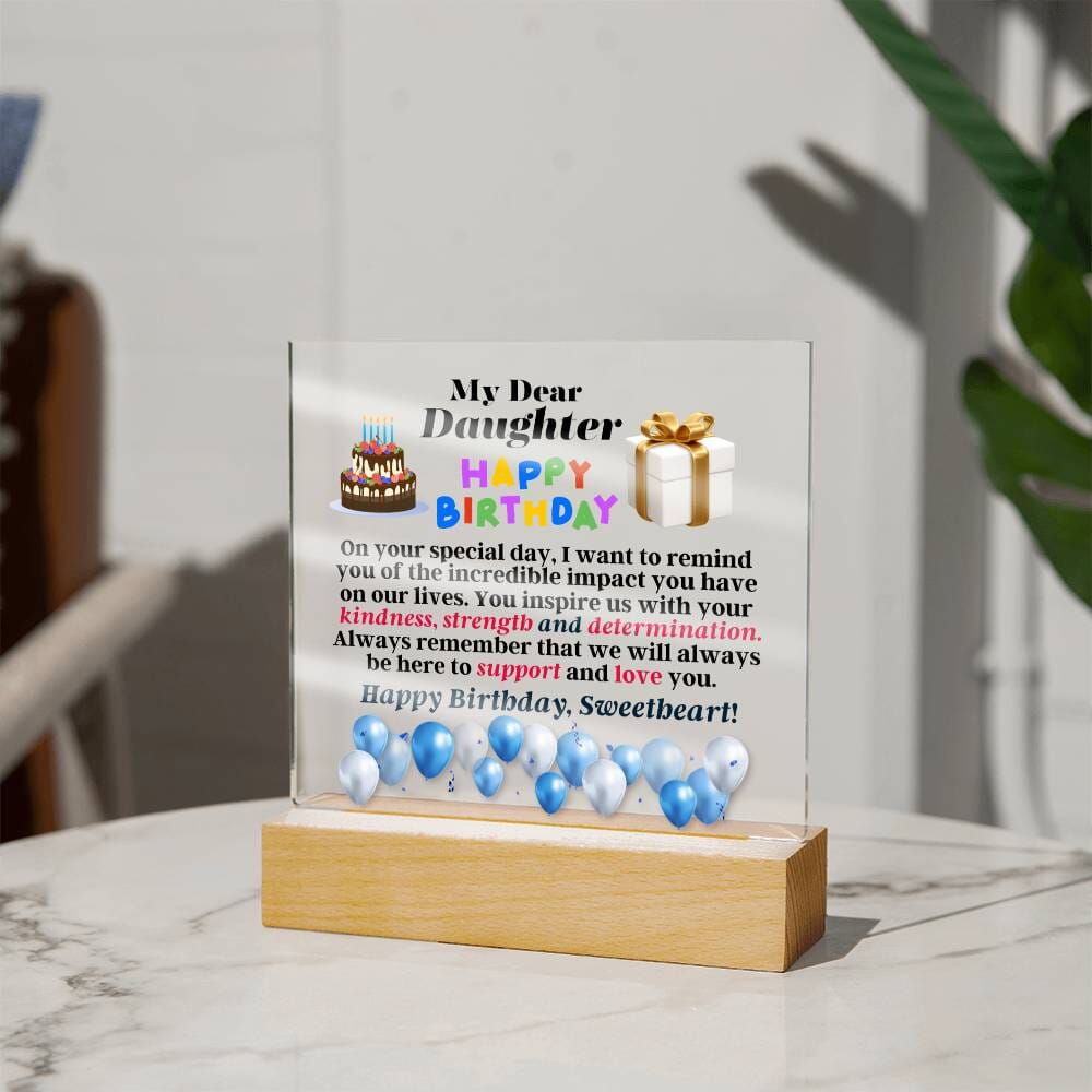 Gift For Daughter - Happy Birthday - Birthday Gift For Daughter - On Your Special Day - Square Acrylic Plaque - The Shoppers Outlet
