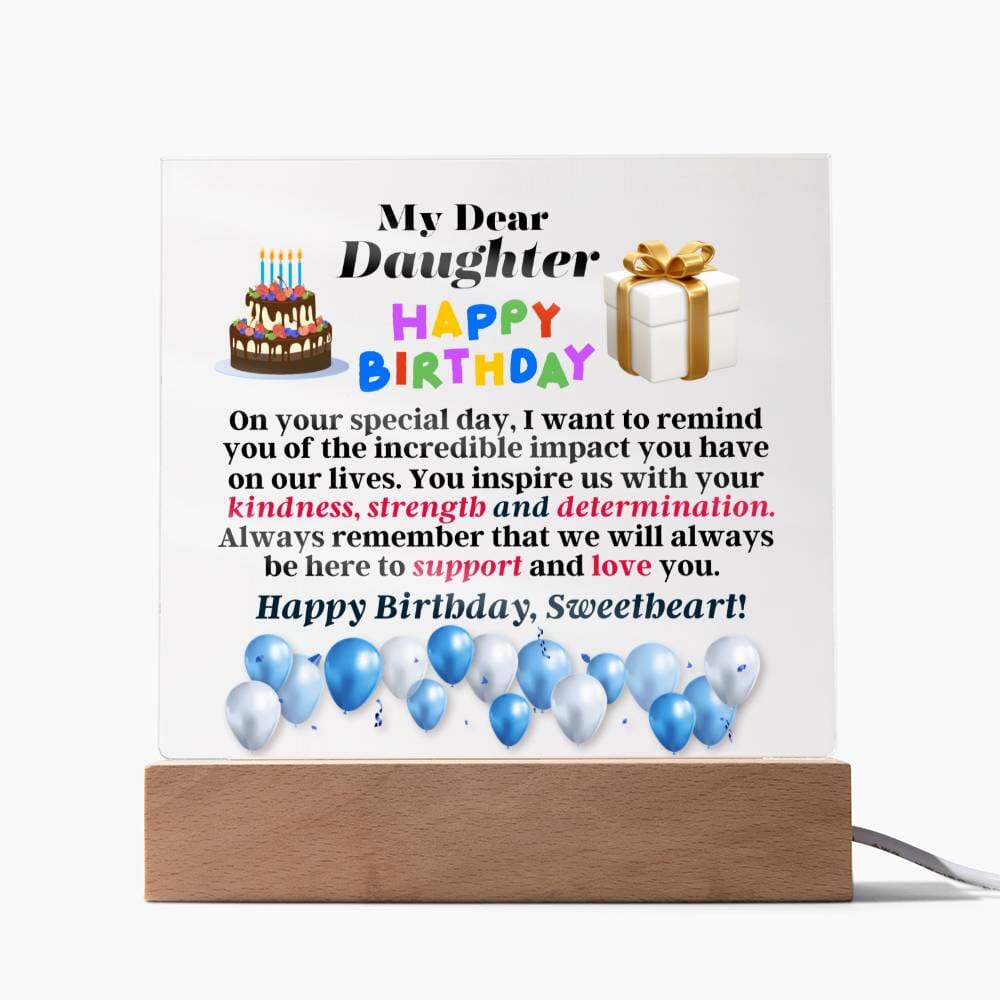 Gift For Daughter - Happy Birthday - Birthday Gift For Daughter - On Your Special Day - Square Acrylic Plaque - The Shoppers Outlet
