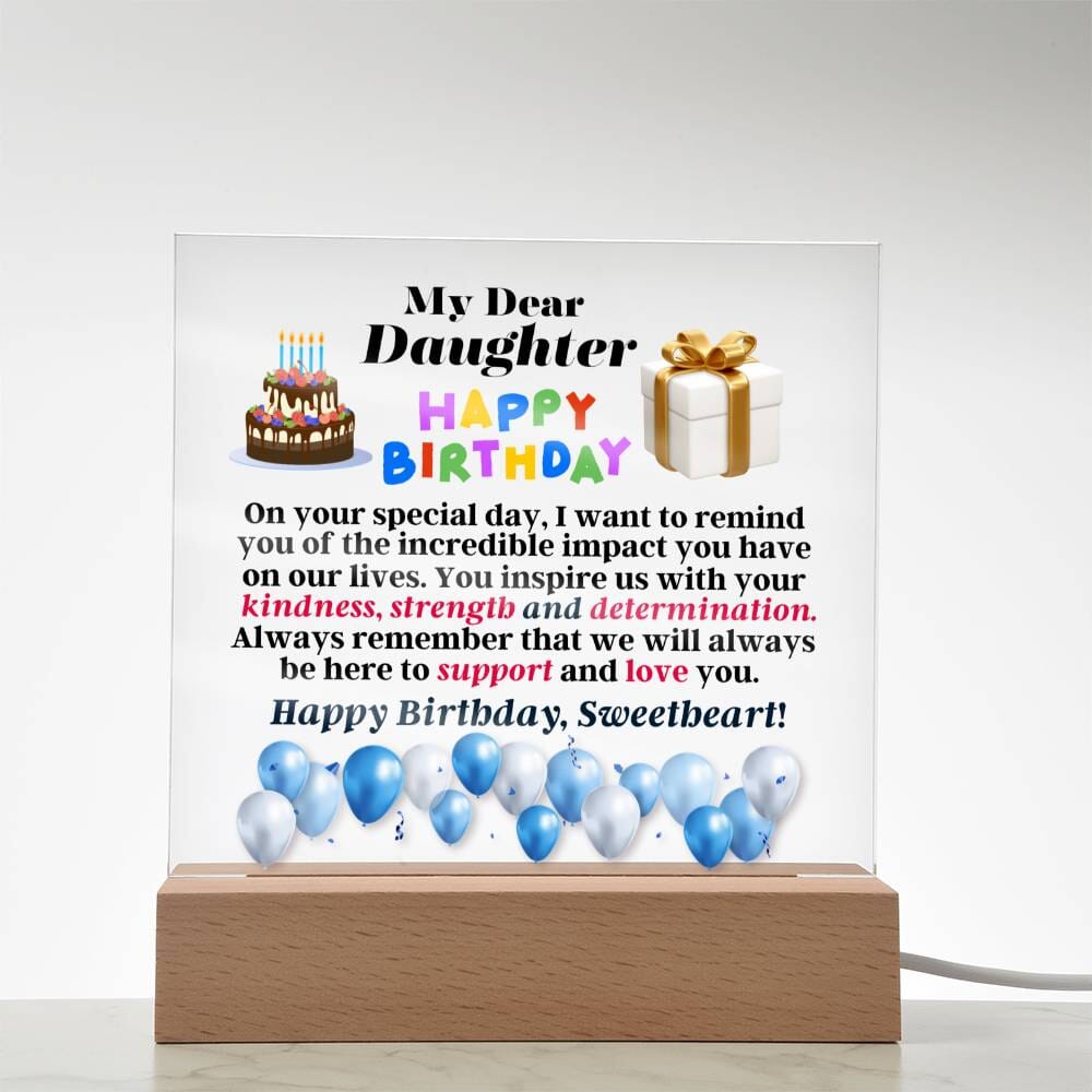 Gift For Daughter - Happy Birthday - Birthday Gift For Daughter - On Your Special Day - Square Acrylic Plaque - The Shoppers Outlet