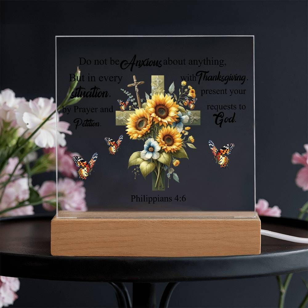 Faith - Do Not Be Anxious About Anything - Philippians 4:6 - Square Acrylic Plaque - The Shoppers Outlet