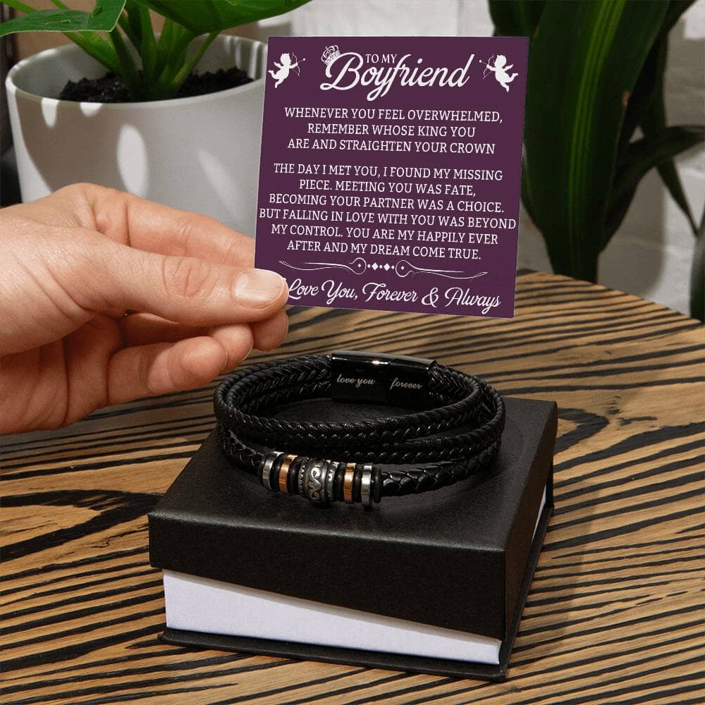 Gift For Boyfriend - The Day I Met You I Found My Missing Piece - Men's Love You Forever Bracelet - The Shoppers Outlet