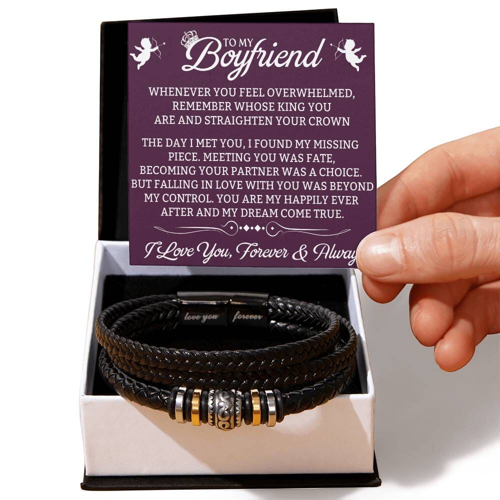 Gift For Boyfriend - The Day I Met You I Found My Missing Piece - Men's Love You Forever Bracelet - The Shoppers Outlet