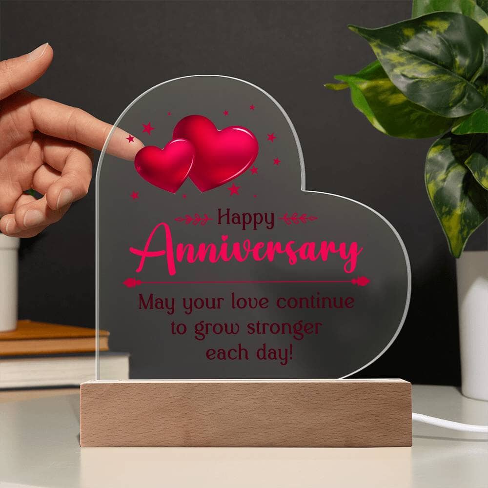 Gift For Anniversary - May Your Love Continue To Grow Stronger Each Day - Heart Acrylic Plaque - The Shoppers Outlet