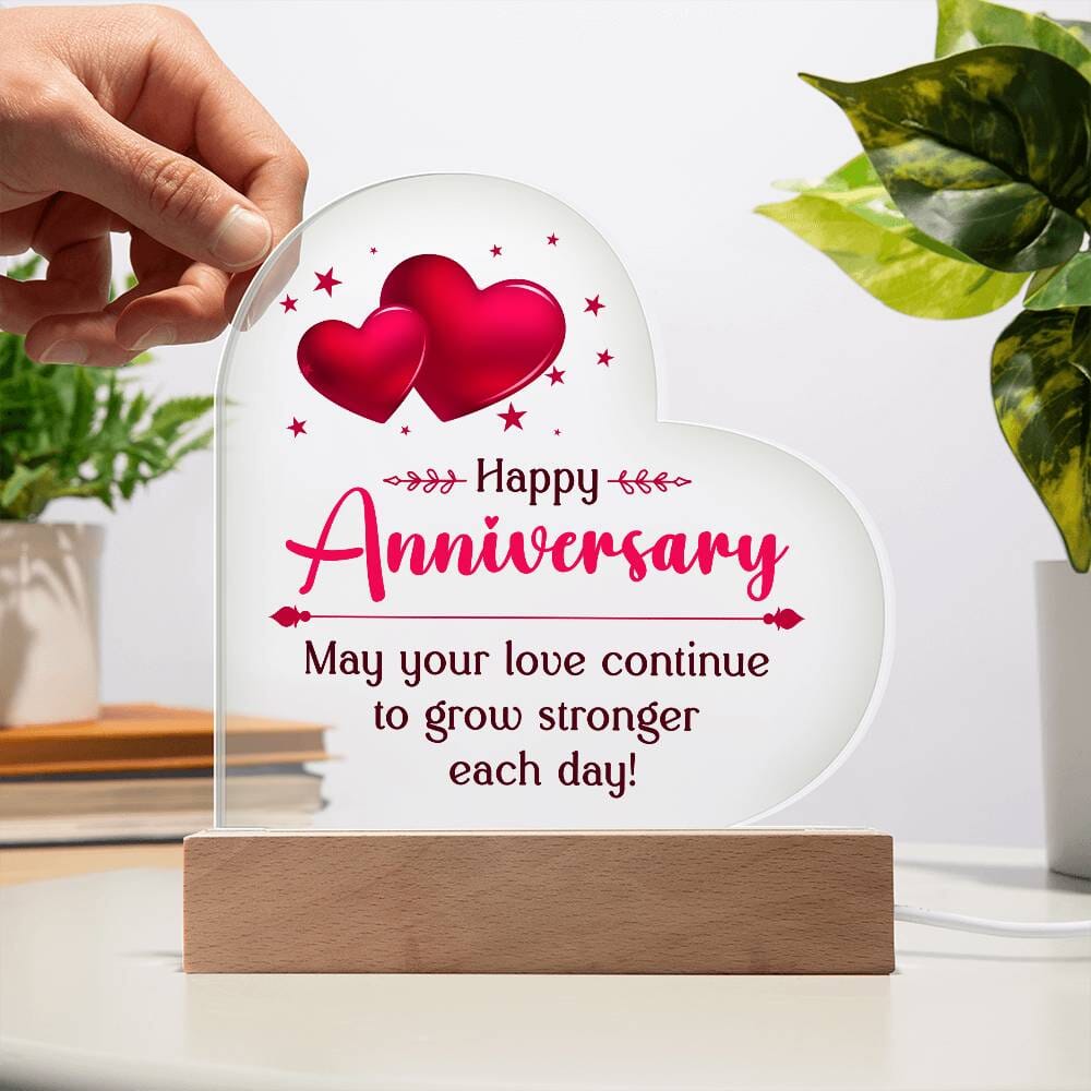 Gift For Anniversary - May Your Love Continue To Grow Stronger Each Day - Heart Acrylic Plaque - The Shoppers Outlet