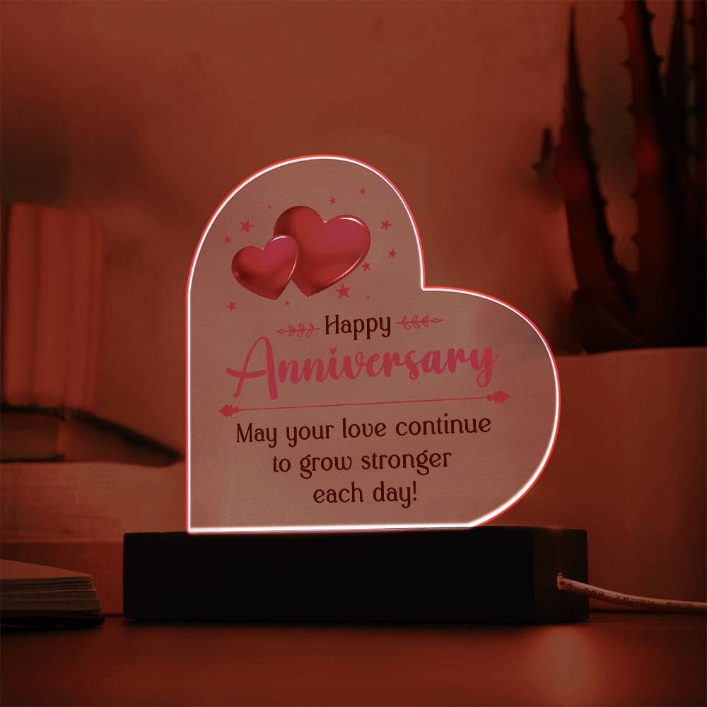 Gift For Anniversary - May Your Love Continue To Grow Stronger Each Day - Heart Acrylic Plaque - The Shoppers Outlet