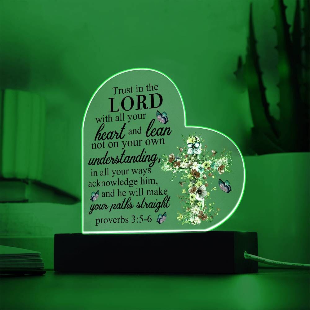 Faith - Trust In The Lord - Proverb 3:5-6 - Heart Acrylic Plaque - The Shoppers Outlet