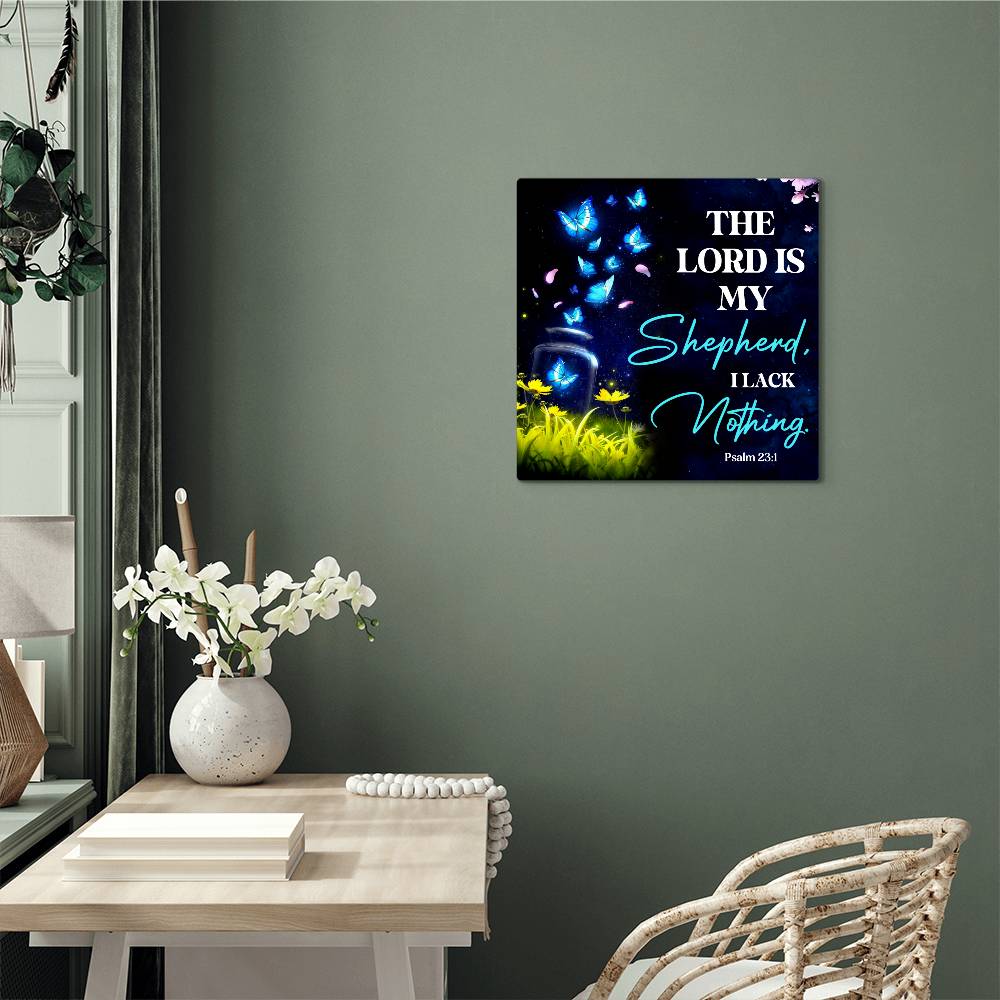 Faith - The Lord My Shepherd I Lack Nothing - Psalm 23:1 - High Gloss Metal Art Prints - The Shoppers Outlet