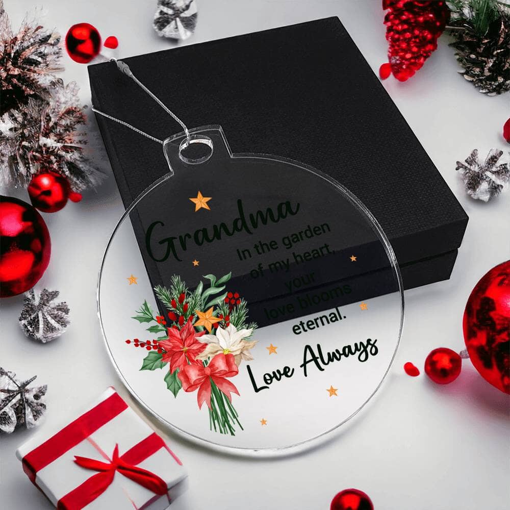 Gift For Grandma - Holiday Ornament - Merry Christmas - To Grandma - Personalized Acrylic Ornament - The Shoppers Outlet