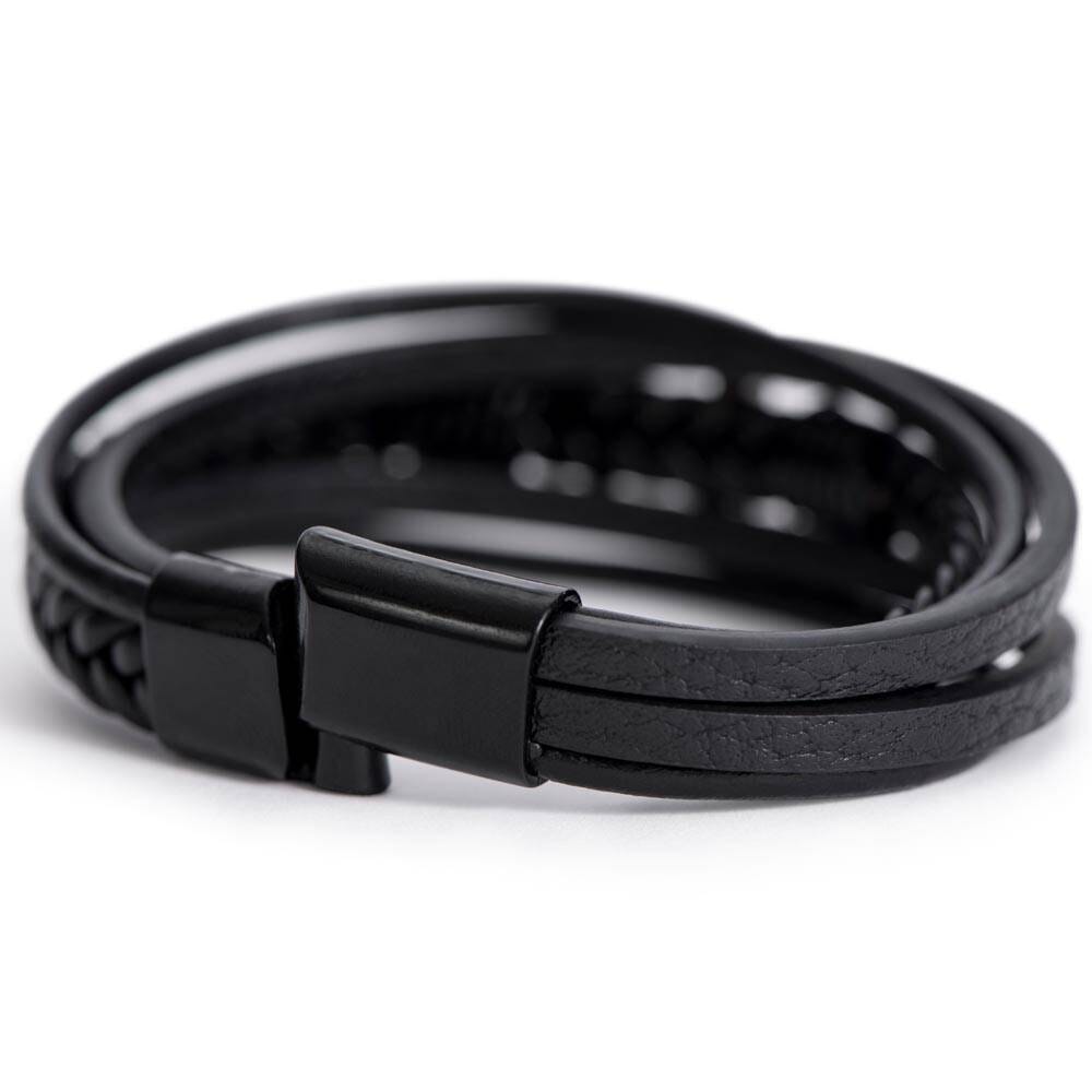 Gift For Boyfriend - Whenever You Feel Overwhelmed - Men's Cross Leather Bracelet - The Shoppers Outlet