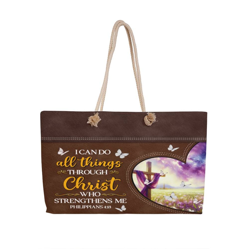Faith - I Can Do All Things Through Christ Who Strengthens Me - Philippians 4:13 - Weekender Tote Bags - The Shoppers Outlet