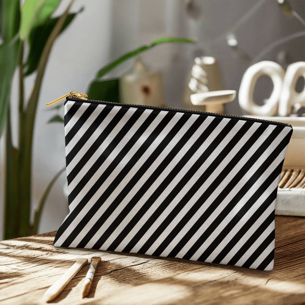 Diagonal Stripes Pattern Design - Large Fabric Zippered Pouch - The Shoppers Outlet