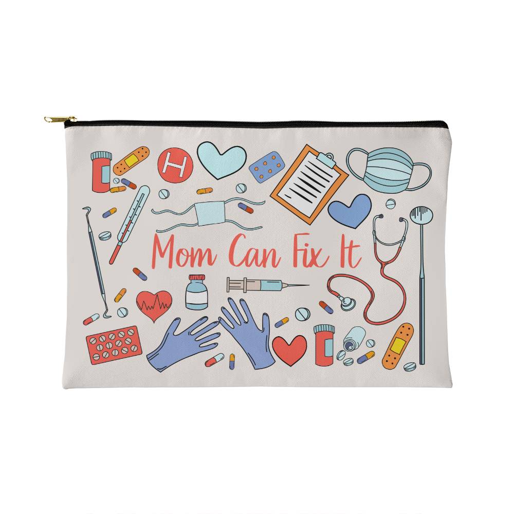 Mom - Can Fix It - Small Fabric Zippered Pouch - The Shoppers Outlet