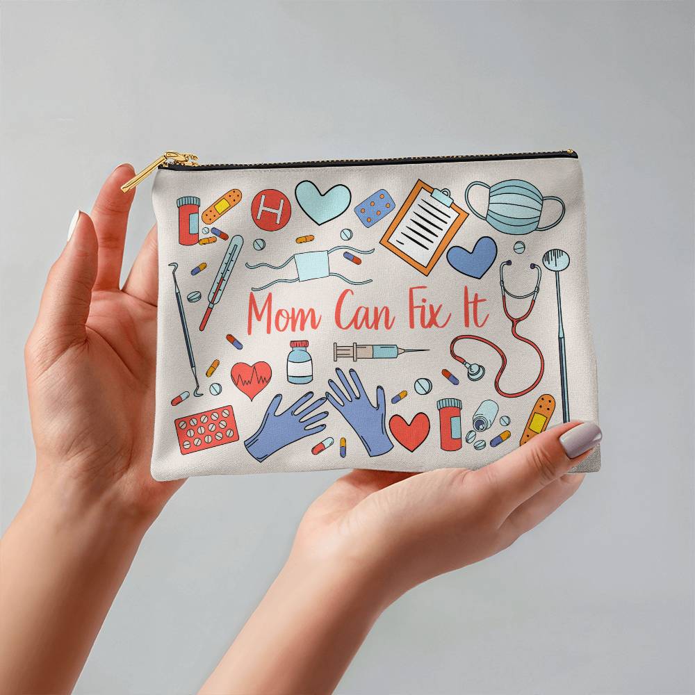 Mom - Can Fix It - Small Fabric Zippered Pouch - The Shoppers Outlet