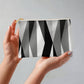 Black Gray White Maze Design - Small Fabric Zippered Pouch - The Shoppers Outlet