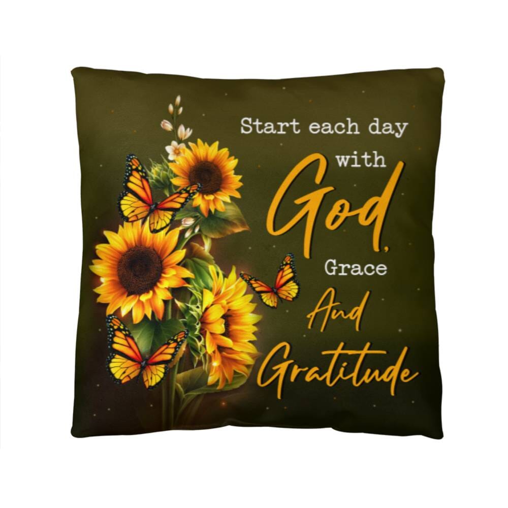 Inspirational - Start Each Day With God Grace And Gratitude - Classic Throw Pillows - The Shoppers Outlet