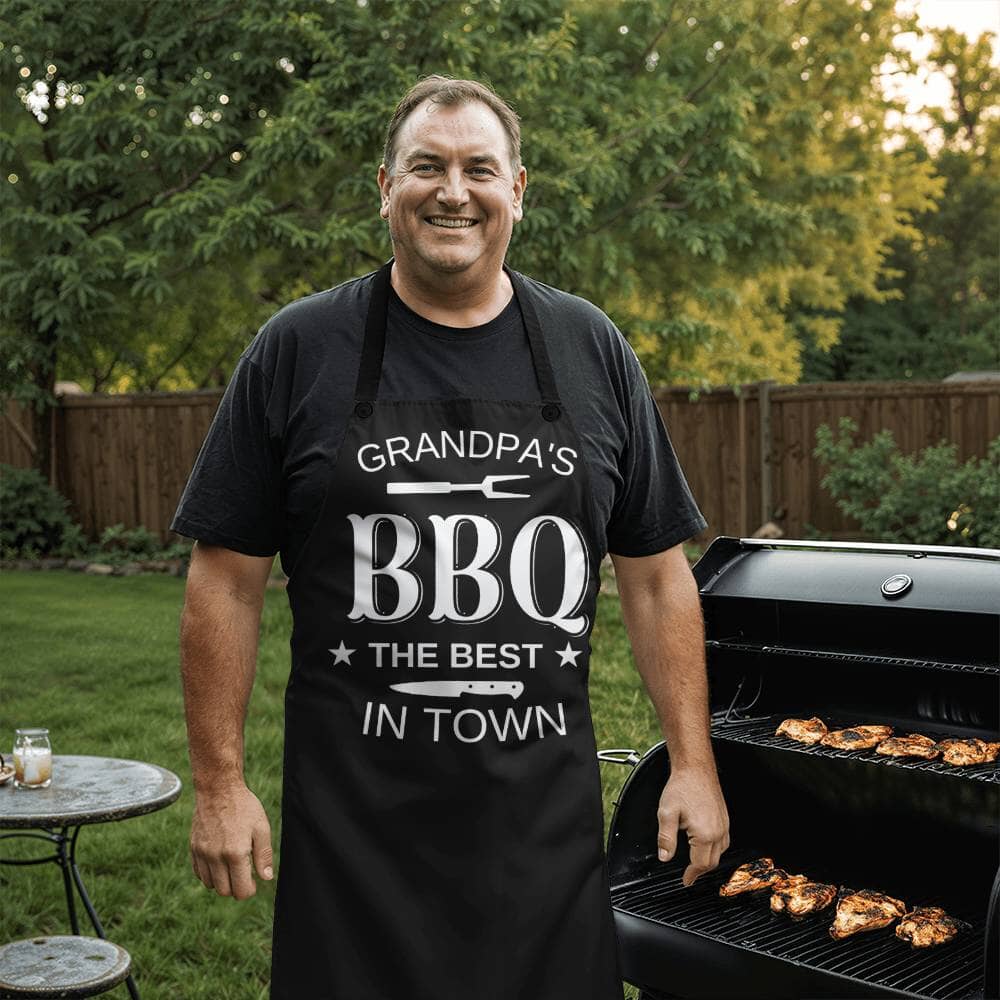 Grandpa's BBQ The Best In Town - Premium Apron - The Shoppers Outlet