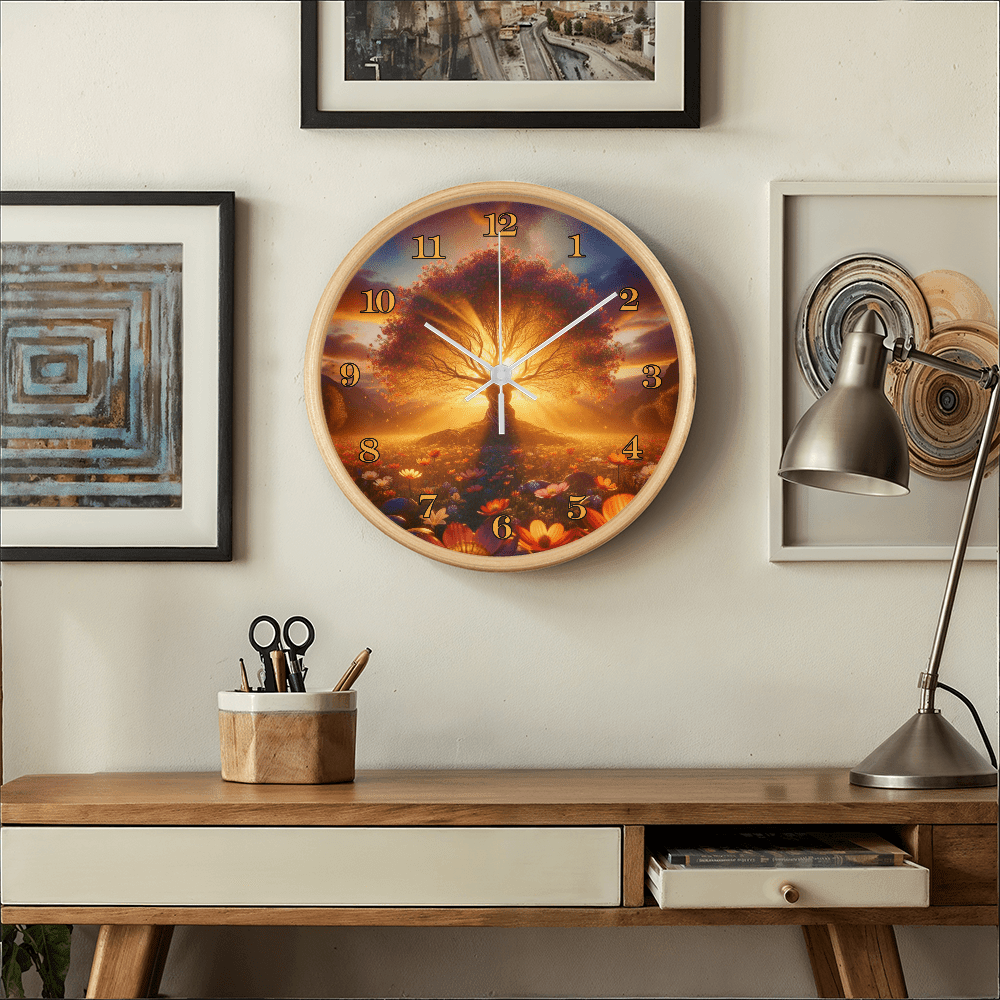 Inspirational - Tree Of Life -Wood Frame Wall Clock - The Shoppers Outlet
