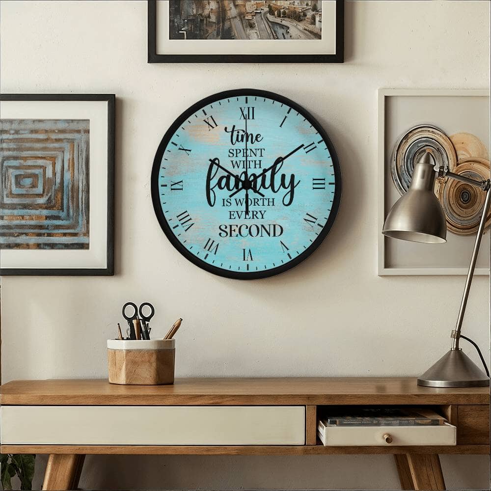 Time Spent With Family Is Worth Every Second - Wood Frame Wall Clock - The Shoppers Outlet