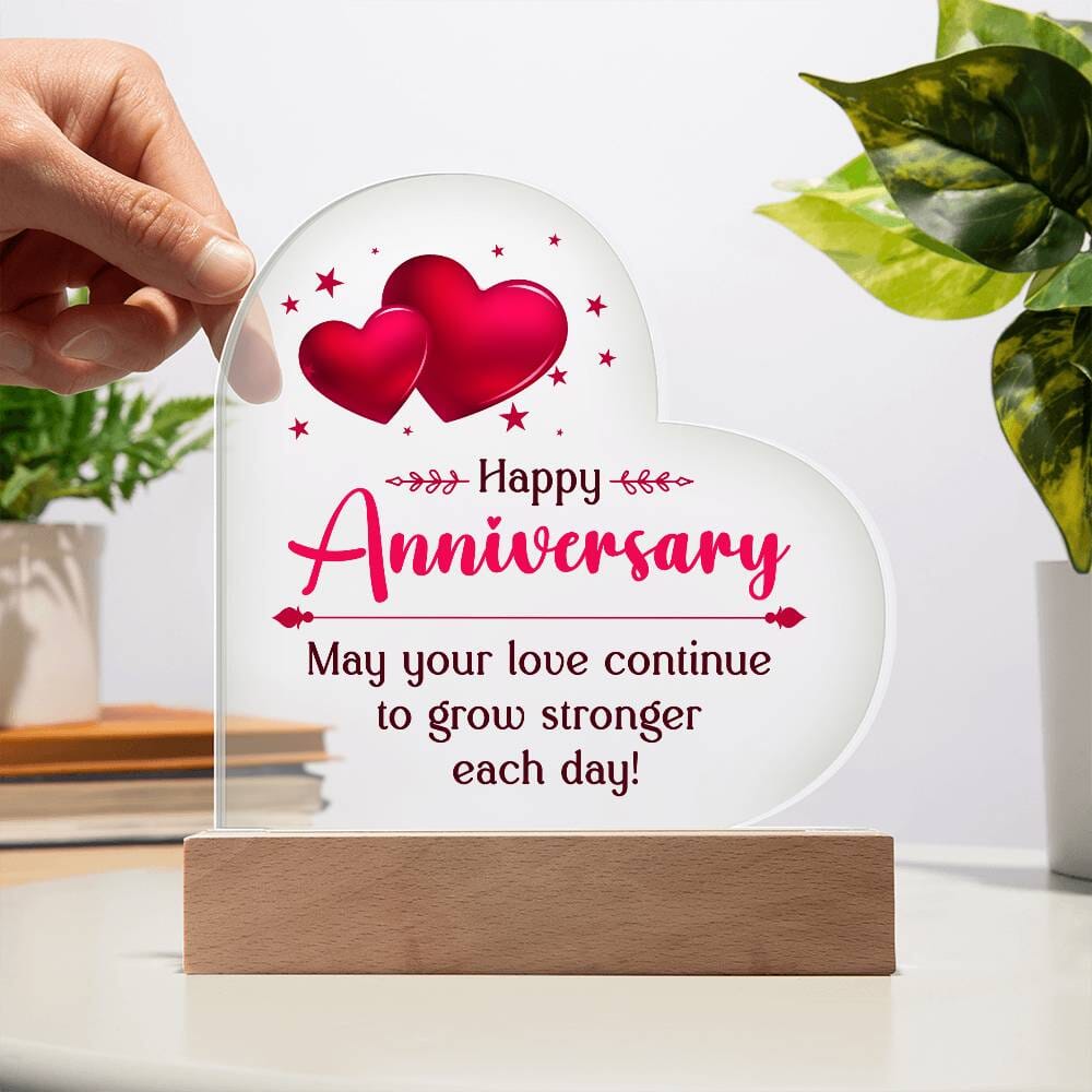 Gift For Anniversary - May Your Love Continue To Grow Stronger Each Day - Heart Acrylic Plaque - The Shoppers Outlet