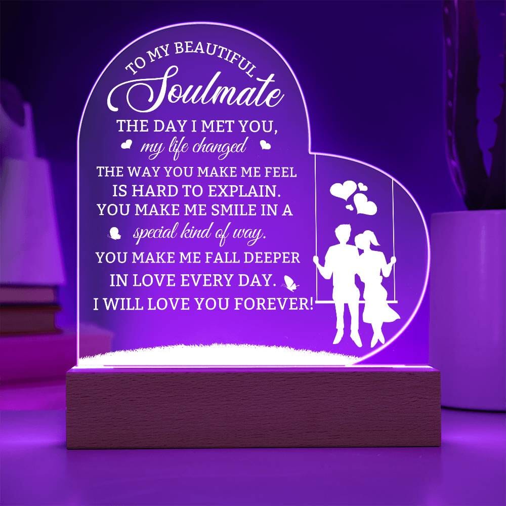 Gift For Soulmate - The Day I Met You My Life Changed - Heart Acrylic Plaque - The Shoppers Outlet