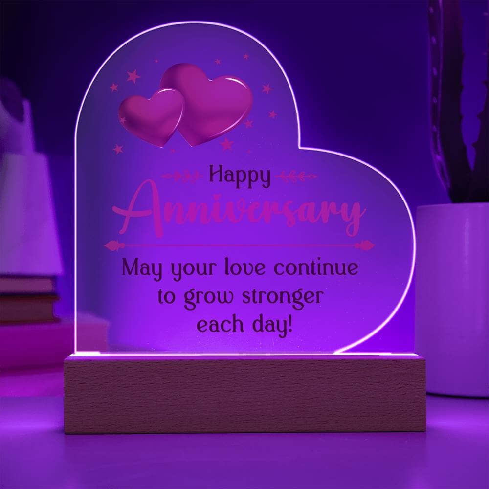 Gift For Anniversary - May Your Love Continue To Grow Stronger Each Day - Heart Acrylic Plaque - The Shoppers Outlet