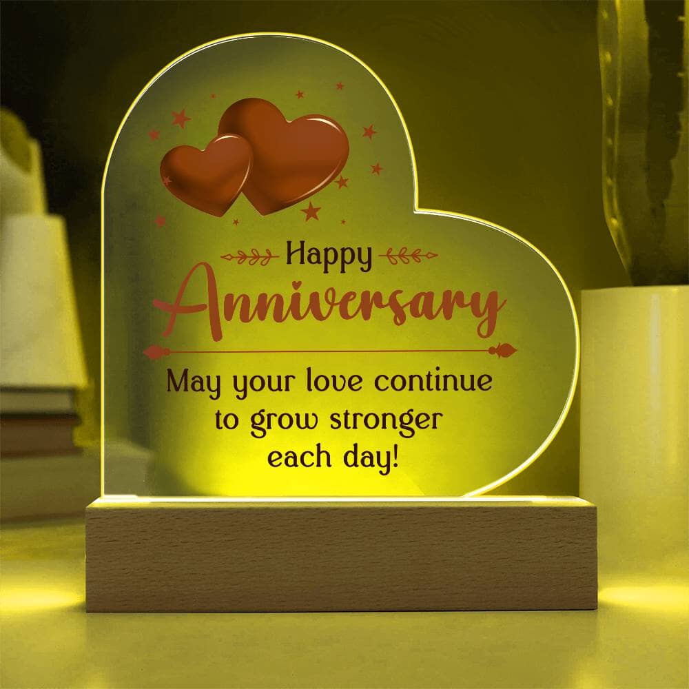 Gift For Anniversary - May Your Love Continue To Grow Stronger Each Day - Heart Acrylic Plaque - The Shoppers Outlet