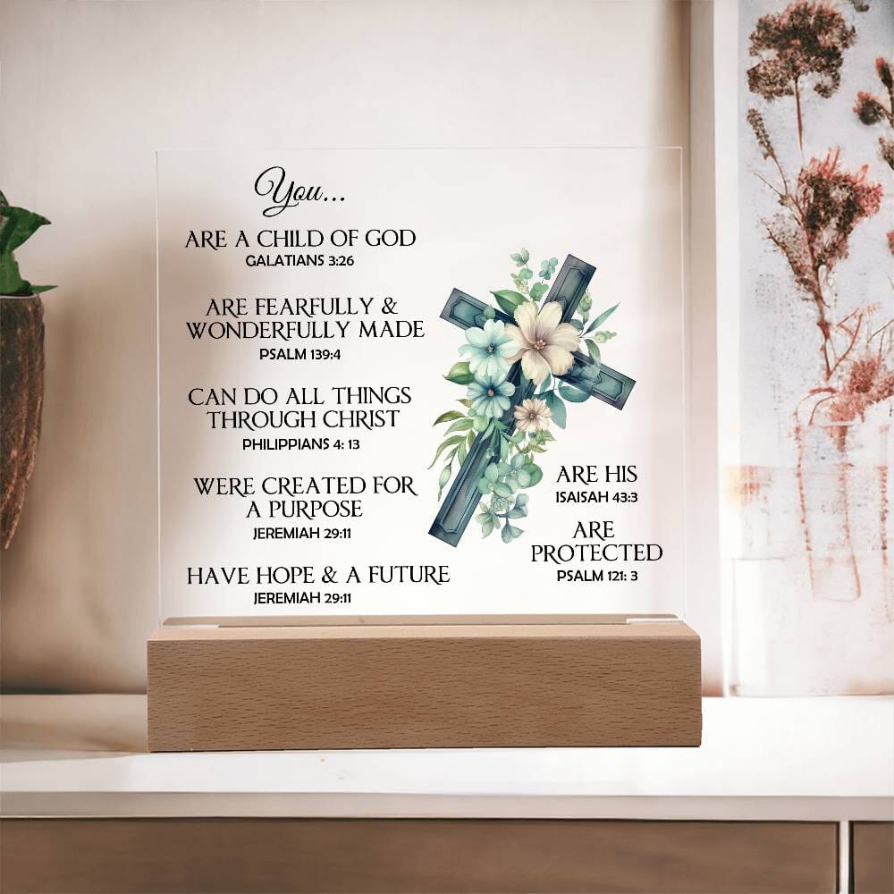 Faith - You - Multi-Bible Verse - Square Acrylic Plaque - The Shoppers Outlet