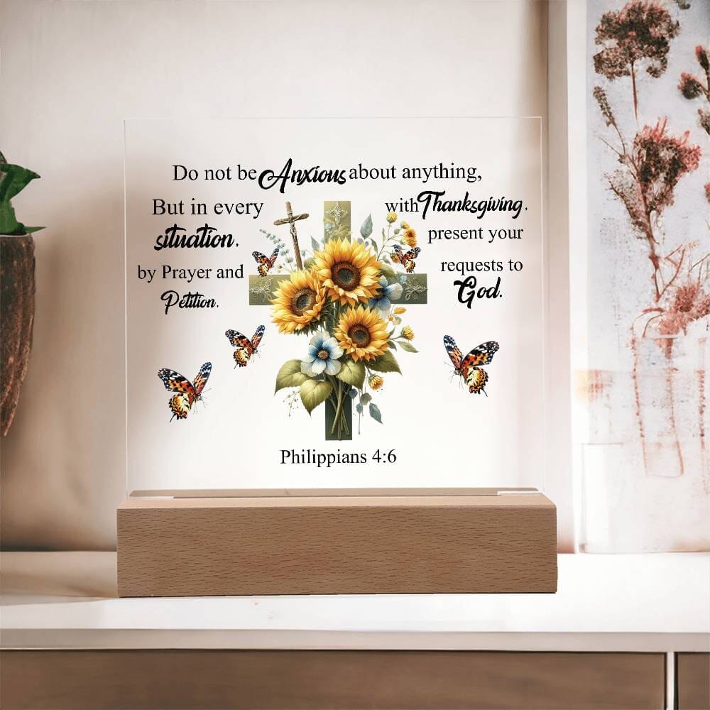 Faith - Do Not Be Anxious About Anything - Philippians 4:6 - Square Acrylic Plaque - The Shoppers Outlet