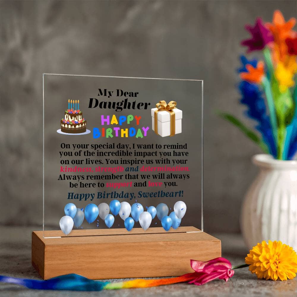 Gift For Daughter - Happy Birthday - Birthday Gift For Daughter - On Your Special Day - Square Acrylic Plaque - The Shoppers Outlet