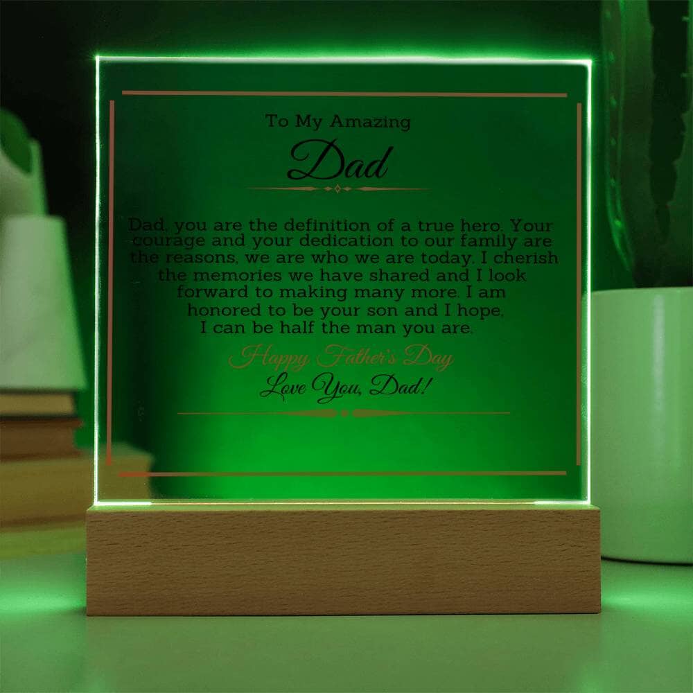 Gift For Dad - You Are The Definition Of A True Hero - Happy Father's Day - Square Acrylic Plaque - The Shoppers Outlet