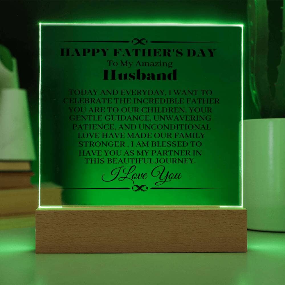 Gift For Husband - Happy Father's Day To My Amazing Husband - Square Acrylic Plaque - The Shoppers Outlet