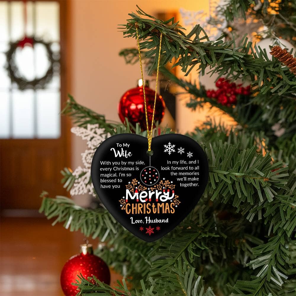 Gift For Wife - Holiday Ornament - With You By My Side - High Gloss Heart Ornament - The Shoppers Outlet