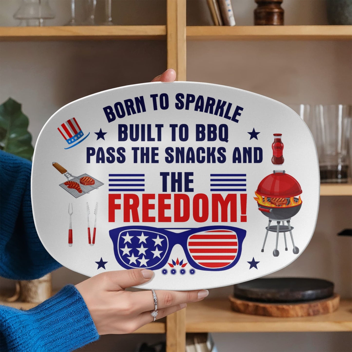 Patriots Platter - Born To Sparkle - Built To BBQ - Grilling Platter - The Shoppers Outlet