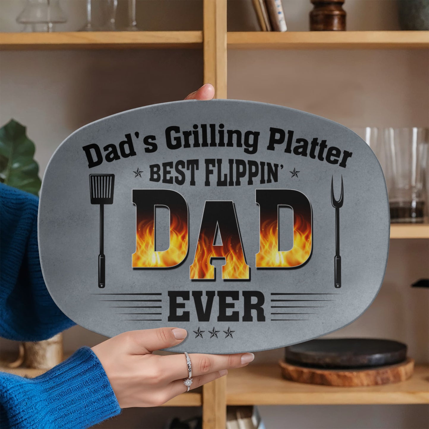 Gift For Dad - Best Flippin Dad Ever - Grilling Platter - The Shoppers Outlet