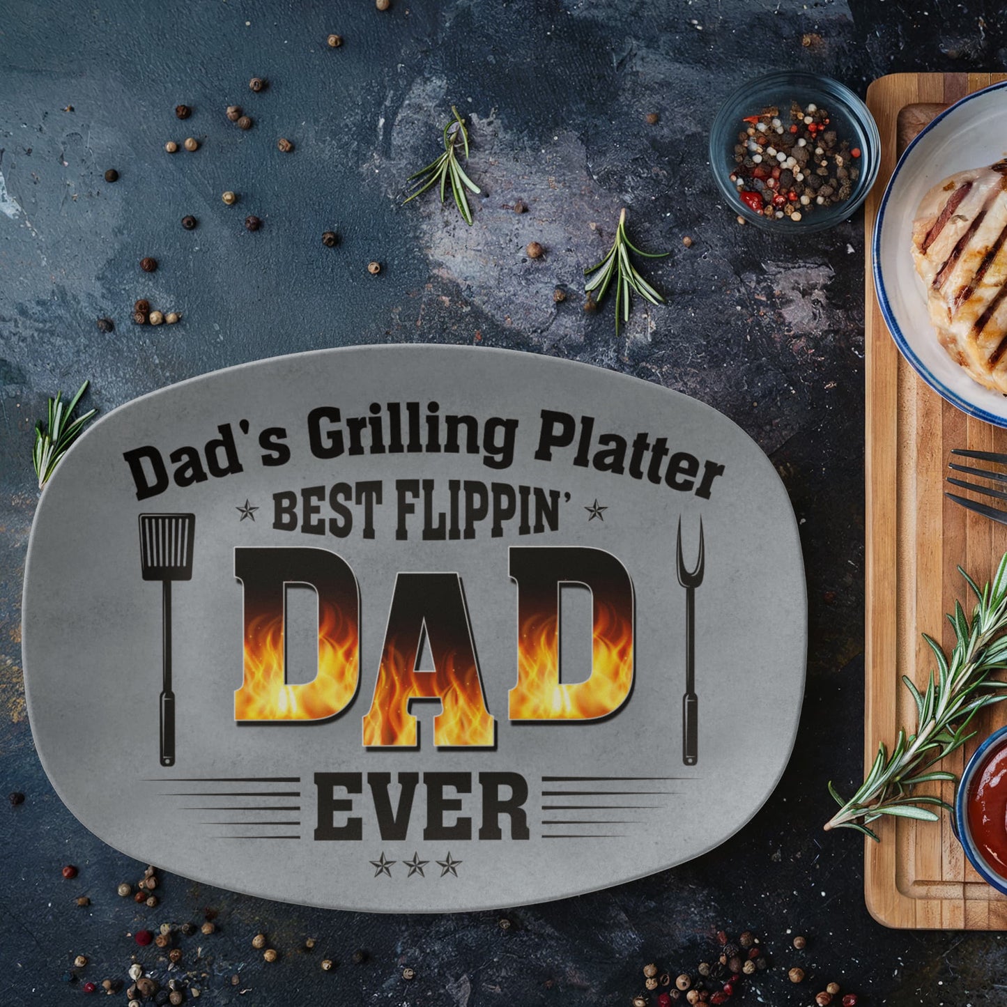 Gift For Dad - Best Flippin Dad Ever - Grilling Platter - The Shoppers Outlet