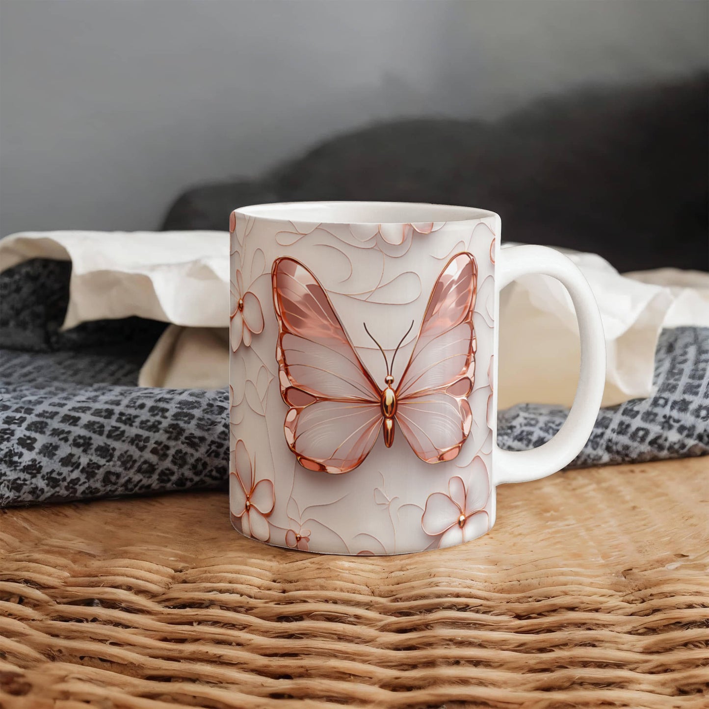 Pink Gold Butterfly - Ceramic Mug - The Shoppers Outlet