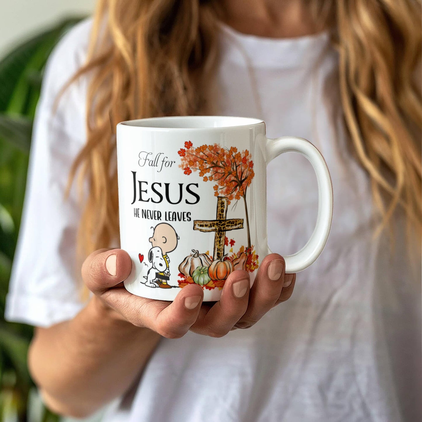 Inspirational - Fall For Jesus He Never Leaves - Ceramic Mug - The Shoppers Outlet