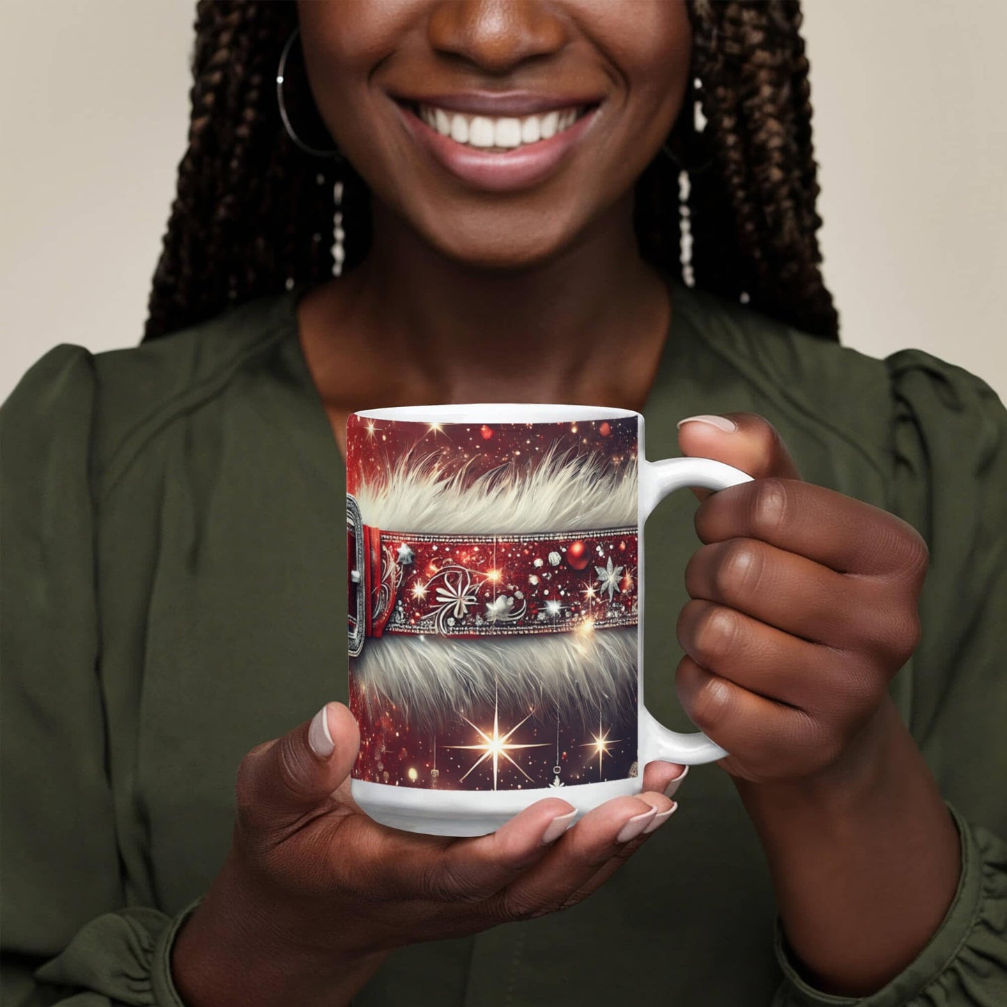 Santa Belt Buckle Mug - Ceramic Mug - The Shoppers Outlet
