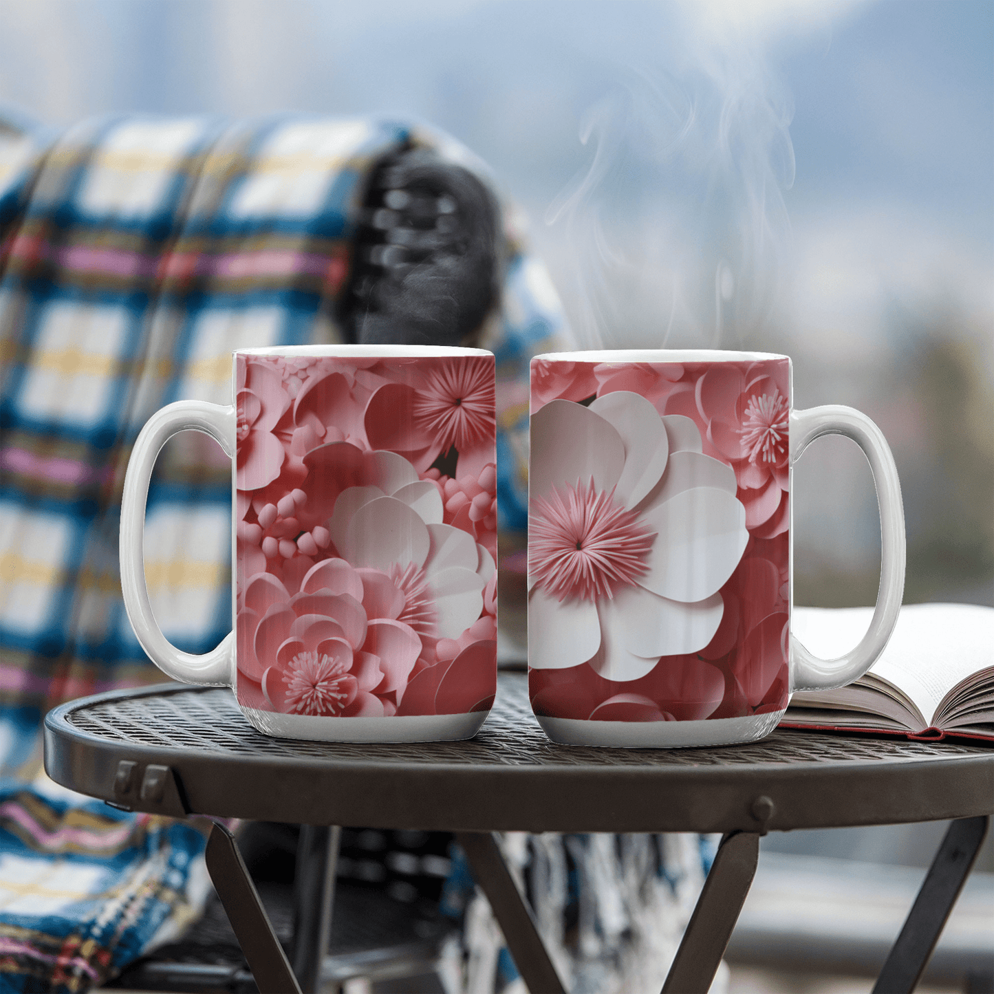 "Pink Flowers Design Coffee Mug - Ceramic Mug - The Shoppers Outlet